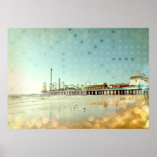 Vintage Strandpromenade, Archivdruck Poster