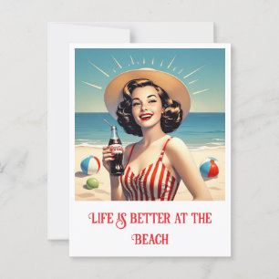 " VINTAGE STRANDSCHÖNHEIT " POSTKARTE
