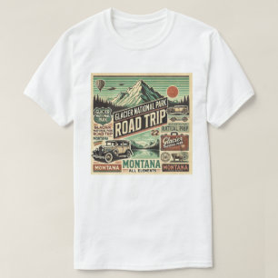 Vintage-Straßenreise durch den Glacier-Nationalpar T-Shirt