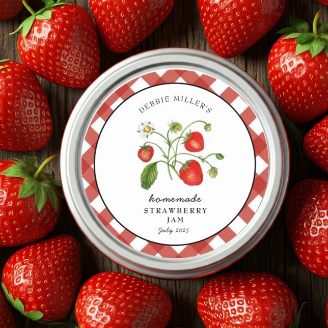Vintage Strawberry Homemade Mason Jar Runder Aufkleber (Von Creator hochgeladen)