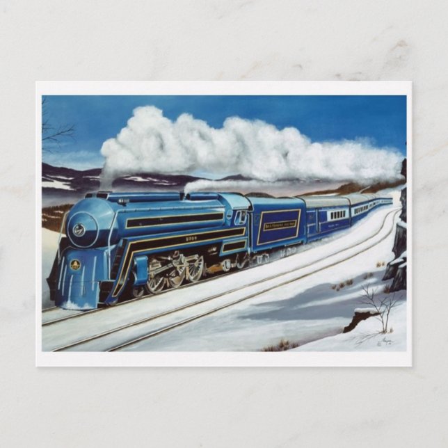 Vintage Streamline-Dampflokomotive-Postkarte Postkarte (Vorderseite)