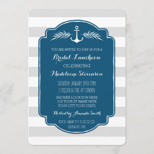 Vintage Streifen Nautical Bridal Lunch Einladungen