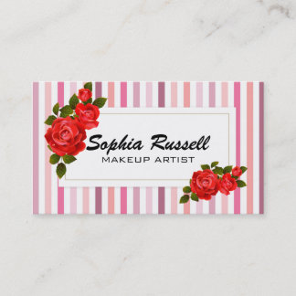Vintage Streifen, Rose, Makeup-Künstler Visitenkarte