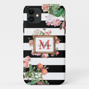 Vintage Streifen und Floral Monogramm Case-Mate iPhone Hülle