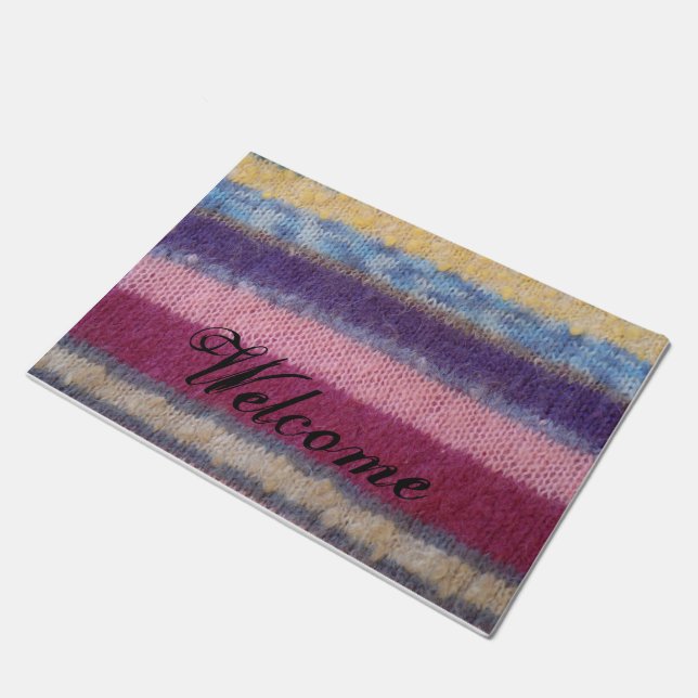 Vintage Strickbänder in  Stil, einzigartiger Spaß Fußmatte (Schrägansicht)