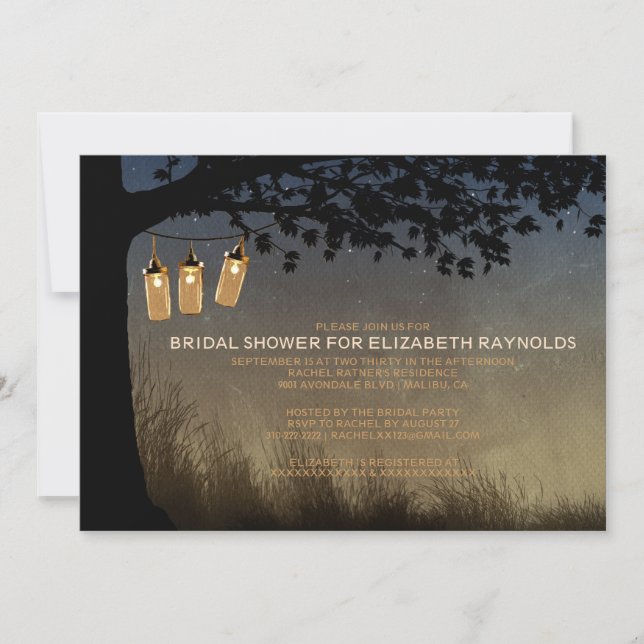 Vintage String Lights Bridal Dusche Einladungen (Vorderseite)