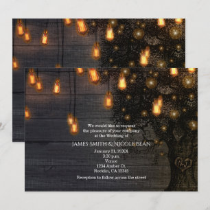 Vintage String Lights & Tree Wedding Einladungen
