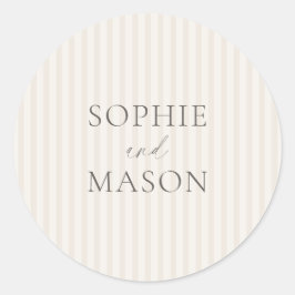 Vintage Stripe Wedding Sticker with Names