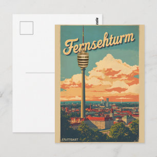 Vintage Stuttgarter Fernsehturm deutscher Geschenk Postkarte