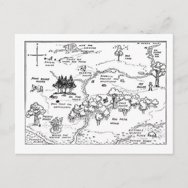 Vintage Style 100 Acre Woods Karte (Vorderseite)
