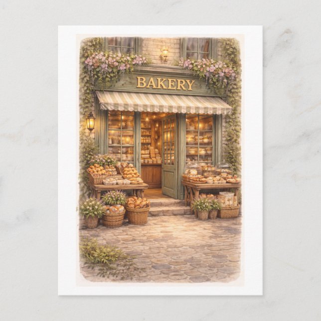 Vintage-Style Bakery Postkarte (Vorderseite)