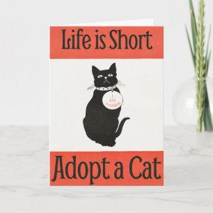 Vintage Style Black Cat Adoptionskarte Karte