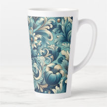 Vintage Style Blaue Blumengroßraumtasse 0,35 und 0
