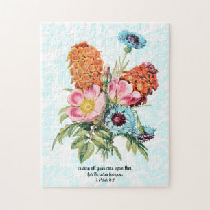 Vintage Style Blumenstrauß Glaube Puzzle