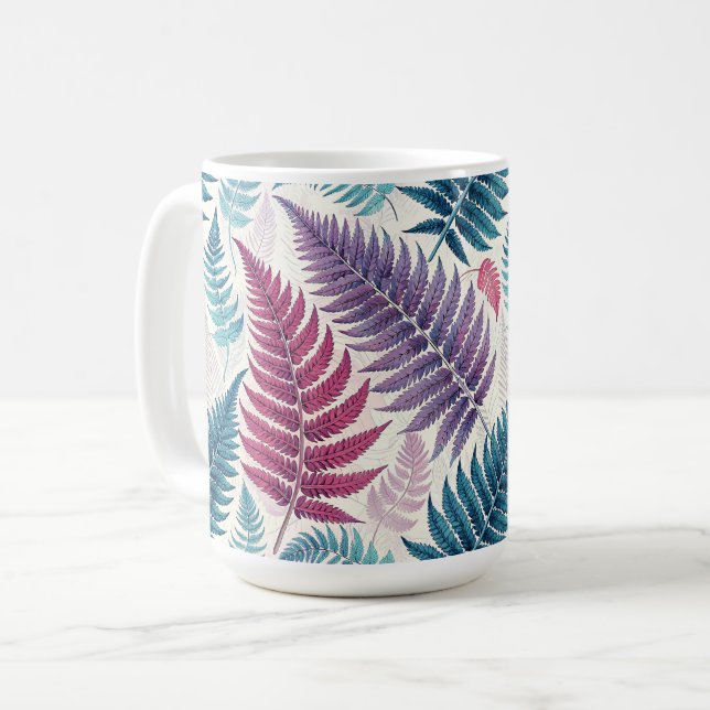 Vintage-style botanical fern leaves kaffeetasse (Vorderseite Links)
