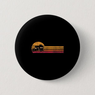 Vintage Style Camper Van Silhouette Retro Camping Button
