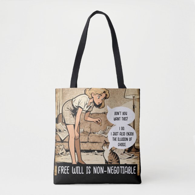 Vintage Style Cat Sarcastic Humor Tasche (Vorderseite)