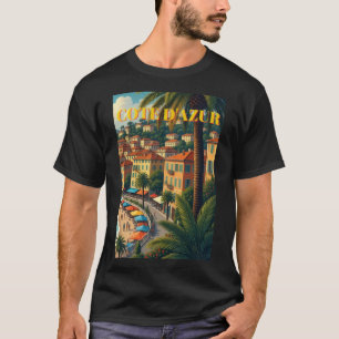 Vintage Style Côte d'Azur Französisches Reise T-Sh T-Shirt