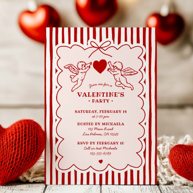 Vintage Style Cupid Doodles Valentine's Day Party Einladung (Von Creator hochgeladen)