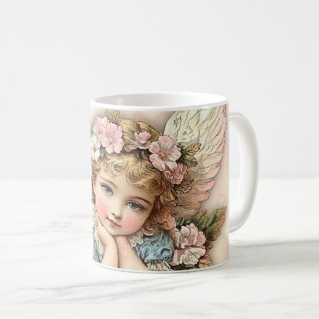 Vintage Style Engel Kaffeetasse (VorderseiteRechts)