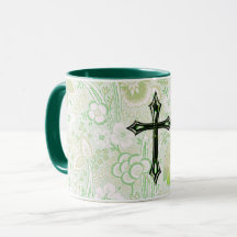 Vintage Style Glaubenskreuz auf grüner Tasse
