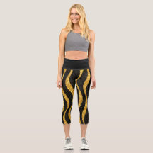 Vintage-Style Gold and Black High-Waisted Capris