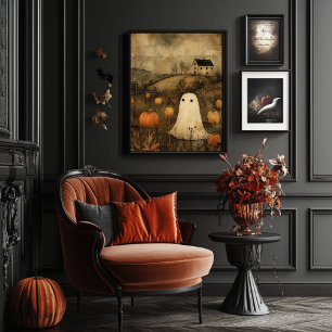 Vintage Style Halloween-Geist Farmhouse-Atmosphäre Poster