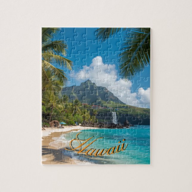 Vintage Style Hawaiian Blue Sea Palms Sky Travel (Vertikal)