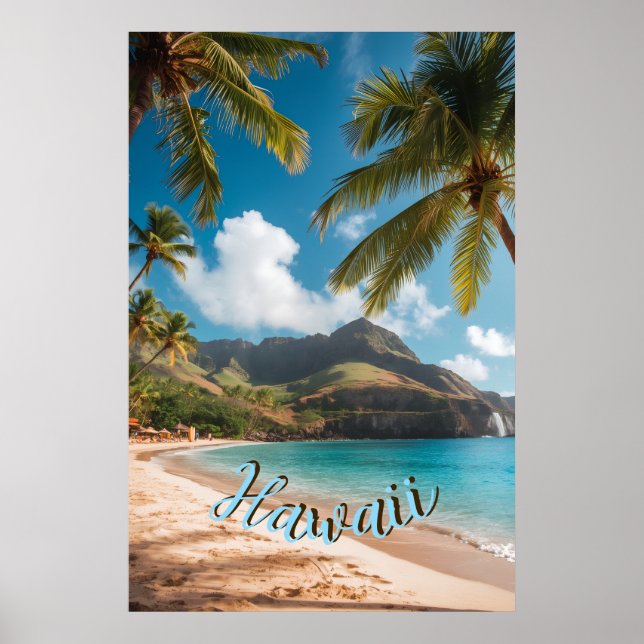 Vintage Style Hawaiian Travel Coast Sea Sunset Poster (Vorne)