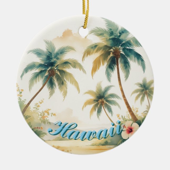 Vintage Style Hawaiian Travel Honolulu Keramik Ornament (Vorne)