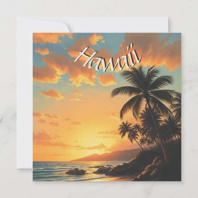 Vintage Style Hawaiian Travel Sea Sunset Card (Vorderseite)