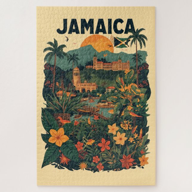 Vintage Style Jamaica Travel Illustration (Vertikal)