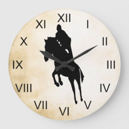 Vintage Style Jumping Silhouette Horse Große Wanduhr