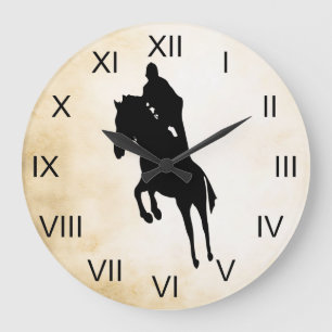 Vintage Style Jumping Silhouette Horse Große Wanduhr