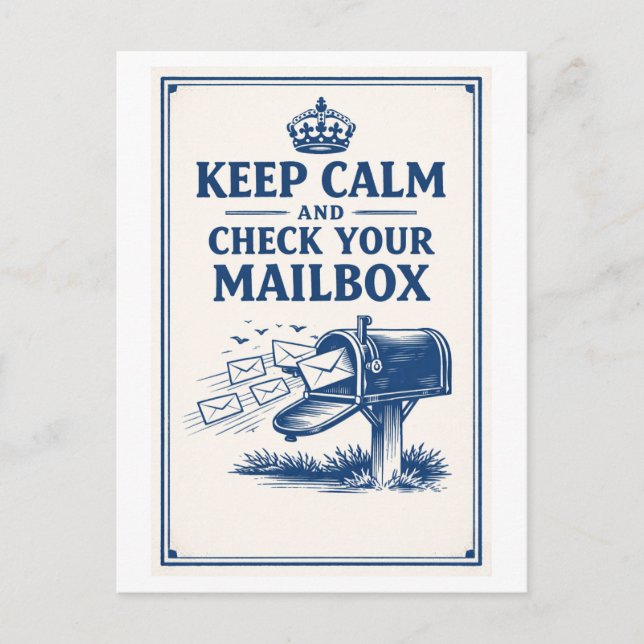 Vintage-Style "Keep Calm" Mailbox  Postkarte (Vorderseite)