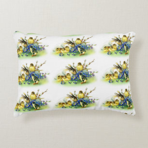 Vintage Style Küken & Bunny Frühlingsblumen Ostern Dekokissen