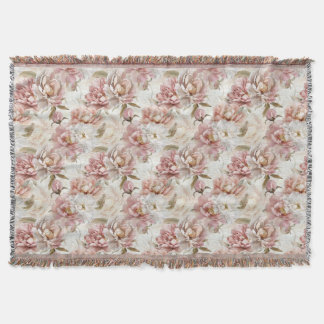 Vintage style neutral floral pattern decke