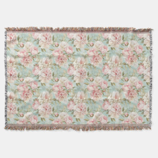 Vintage style neutral floral pattern decke