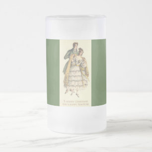 Vintage Style Paar viktorianisches Weihnachten Mattglas Bierglas