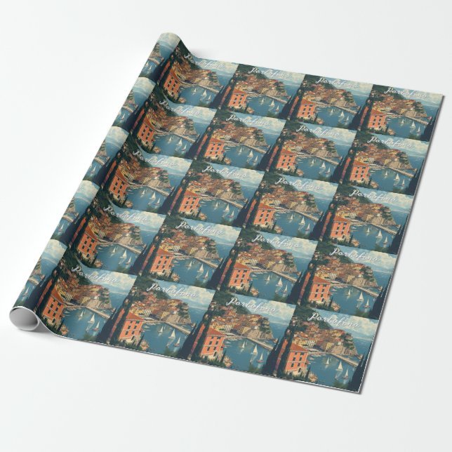 Vintage Style Portofino Genova Italy Geschenkpapier (Ungerollt)
