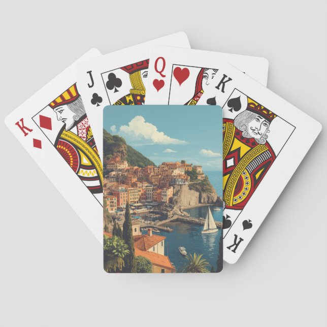 Vintage Style Portofino Genova Italy Spielkarten (Rückseite)