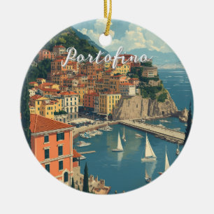Vintage Style Portofino Genua Italien Keramik Ornament