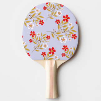 Vintage Style Pretty Red Flowers on Blue Pattern Tischtennis Schläger