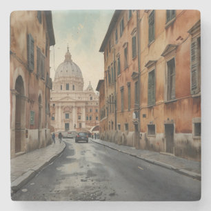 Vintage Style Rom Italienische Reise Aquarell Steinuntersetzer
