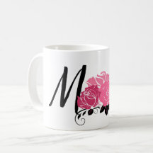 Vintage style rose fleur maman tasse café
