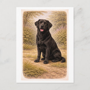 Vintage-Style schwarzer Labrador Postkarte