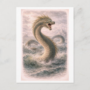 Vintage-Style-Seeschlange (Mythenserie) Postkarte