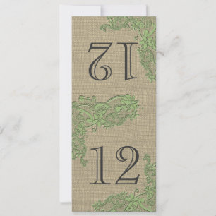 Vintage Style Spitze Design Grüne Tischnummer