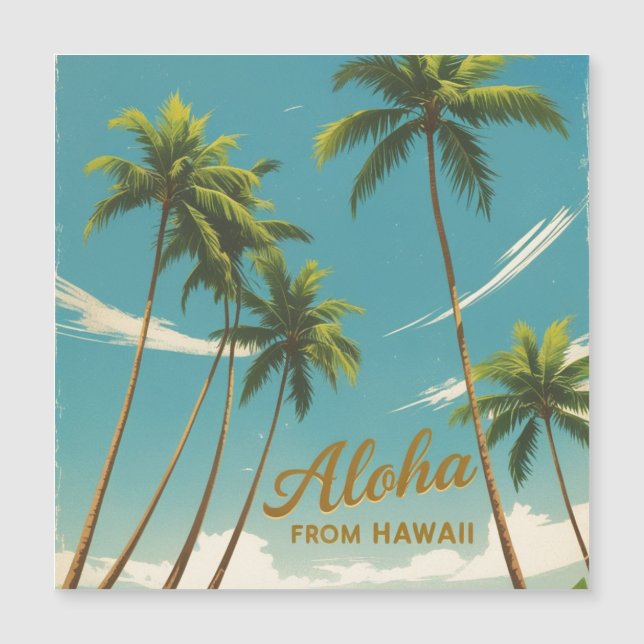 Vintage Style Travel Aloha Hawaii Magnetkarte (Vorderseite)