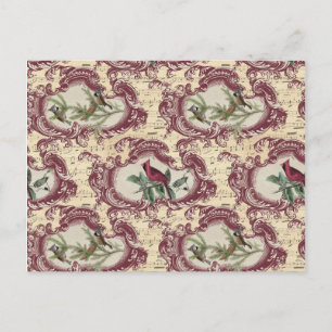 Vintage Style Vögel und Notenblätter Postkarte